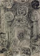 James Ensor Mirror with Skeleton or The Devil-s Mirror painting